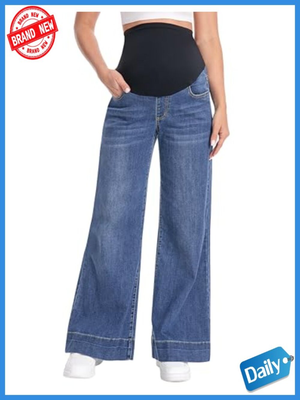Wide Leg Maternity Jeans Plus Size Over Belly Flare Denim